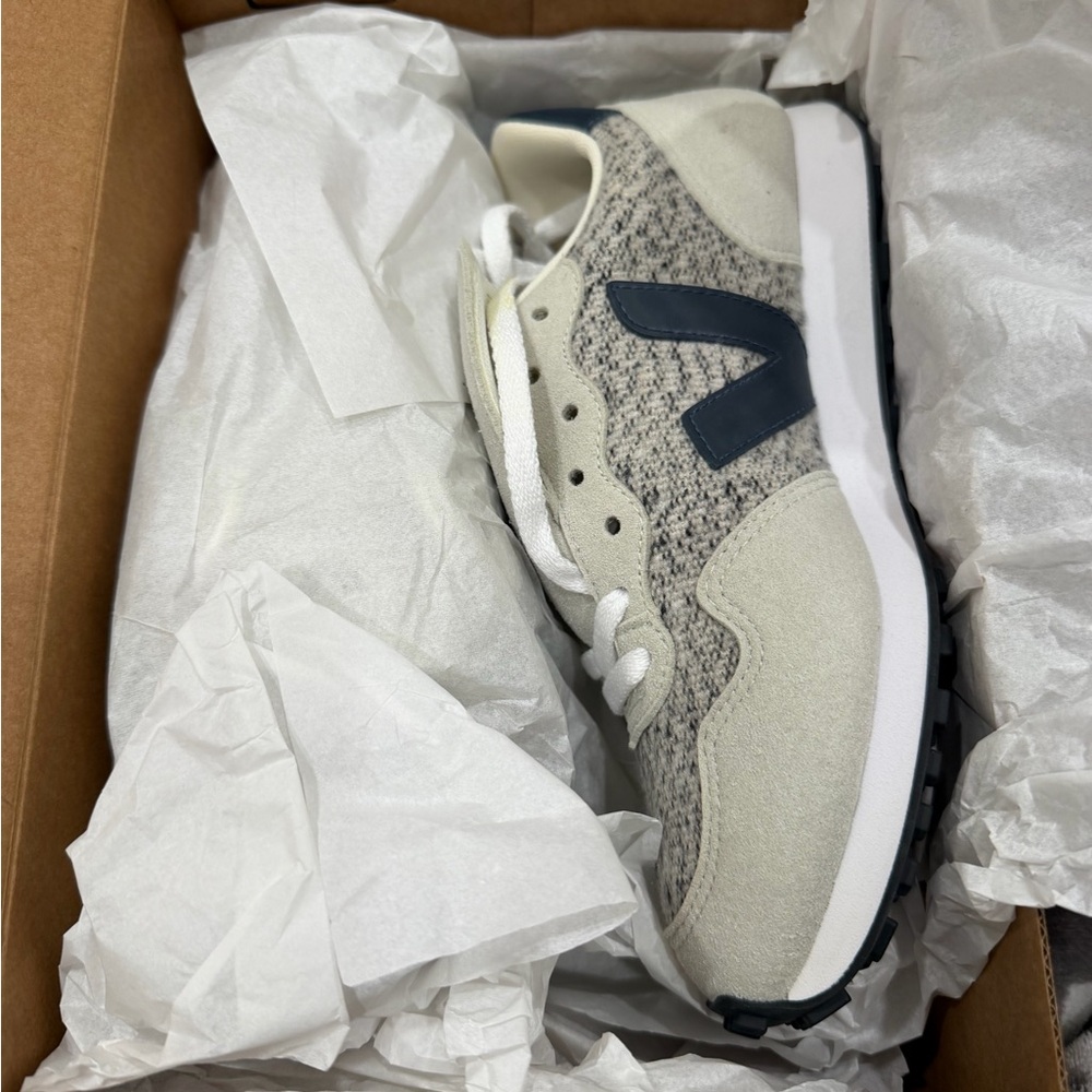 Veja SDU Rec Flannel Sneakers in Snow and Nautico